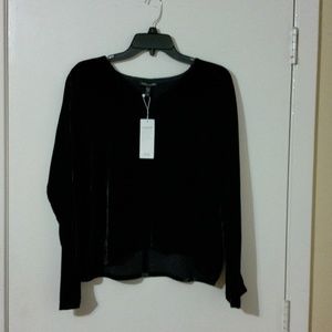 Eileen Fisher Black Velvet Dolman Sleeve Top XS